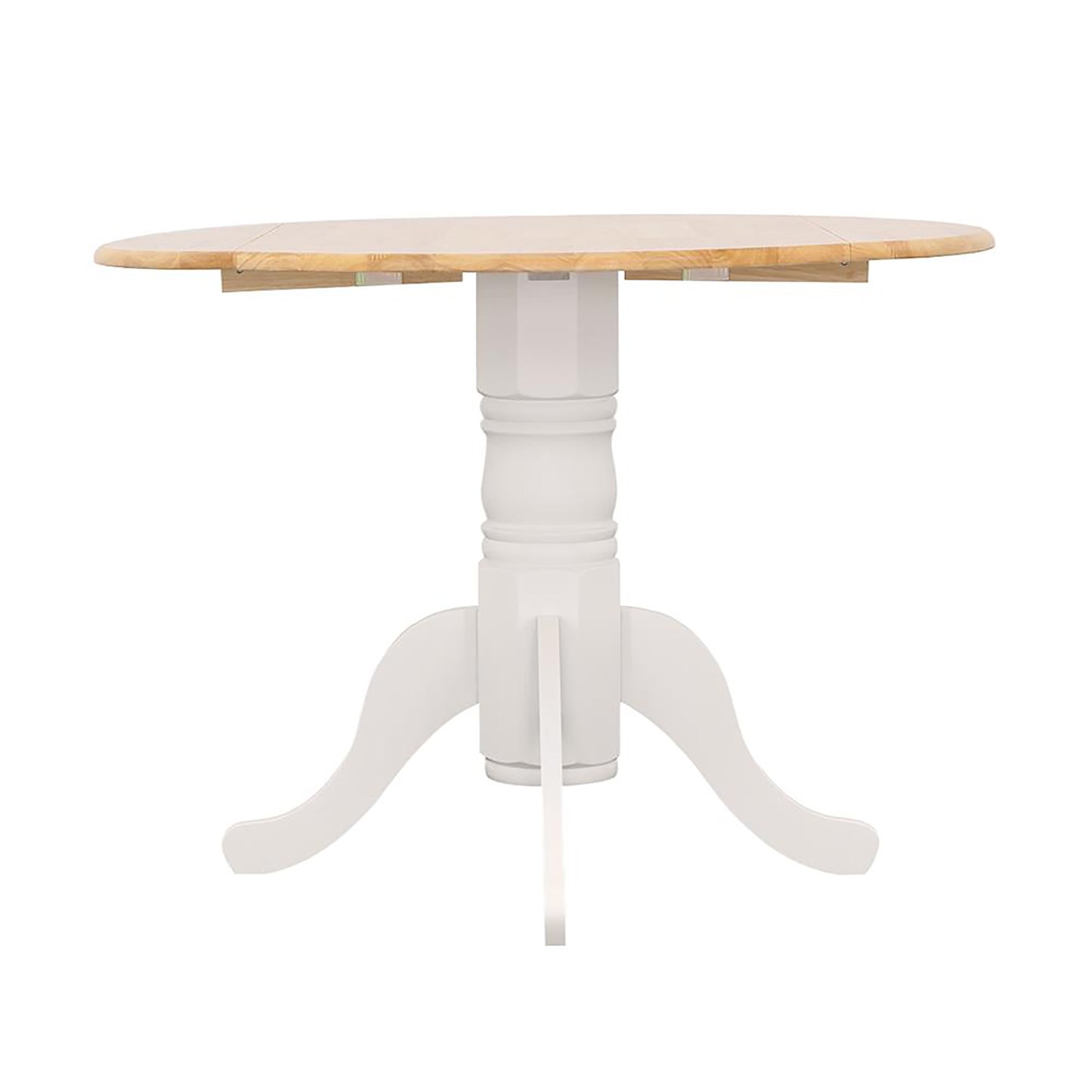 Wooden dropleaf table with white pedestal base
