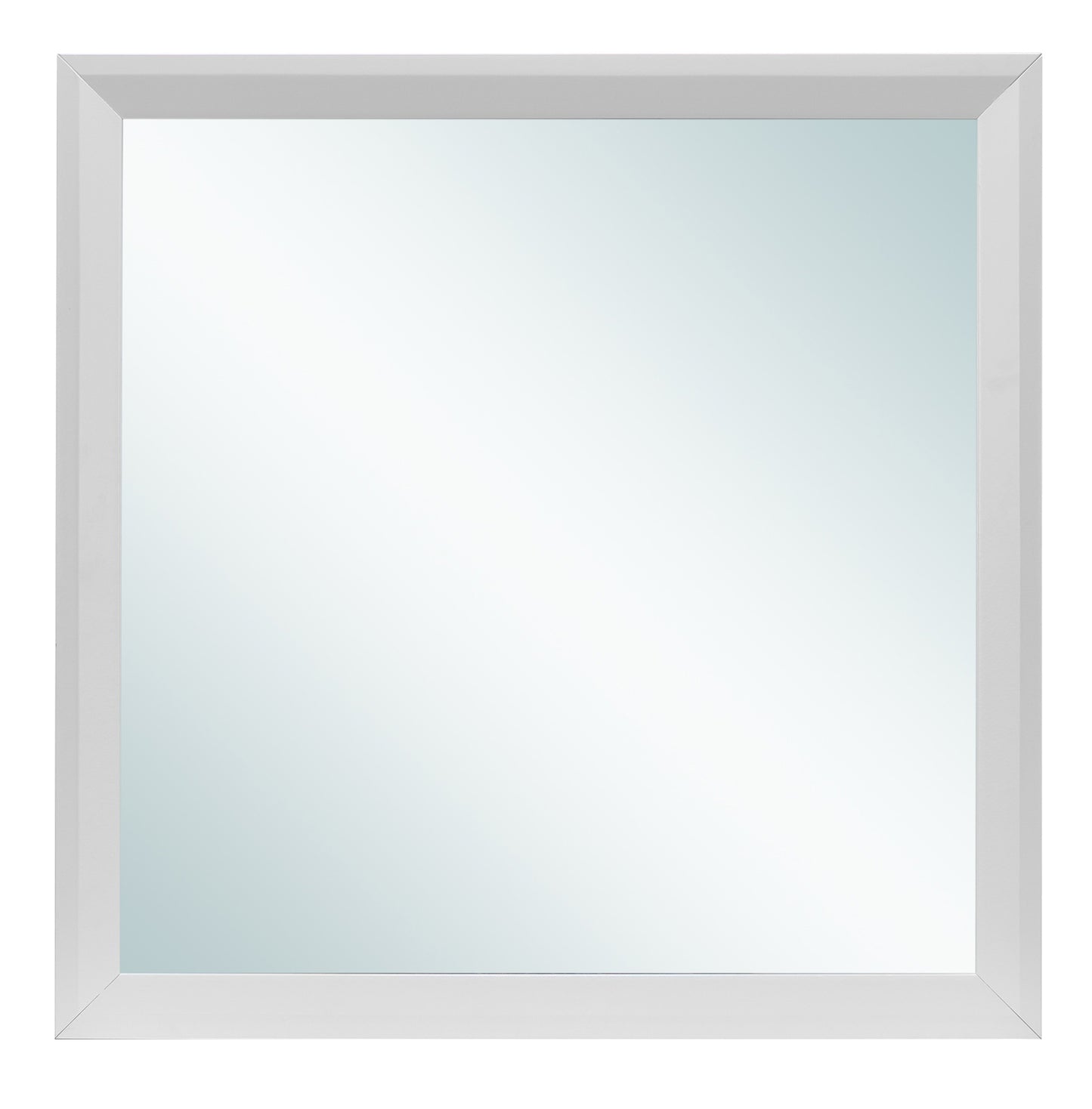 Modern white framed rectangular wall mirror