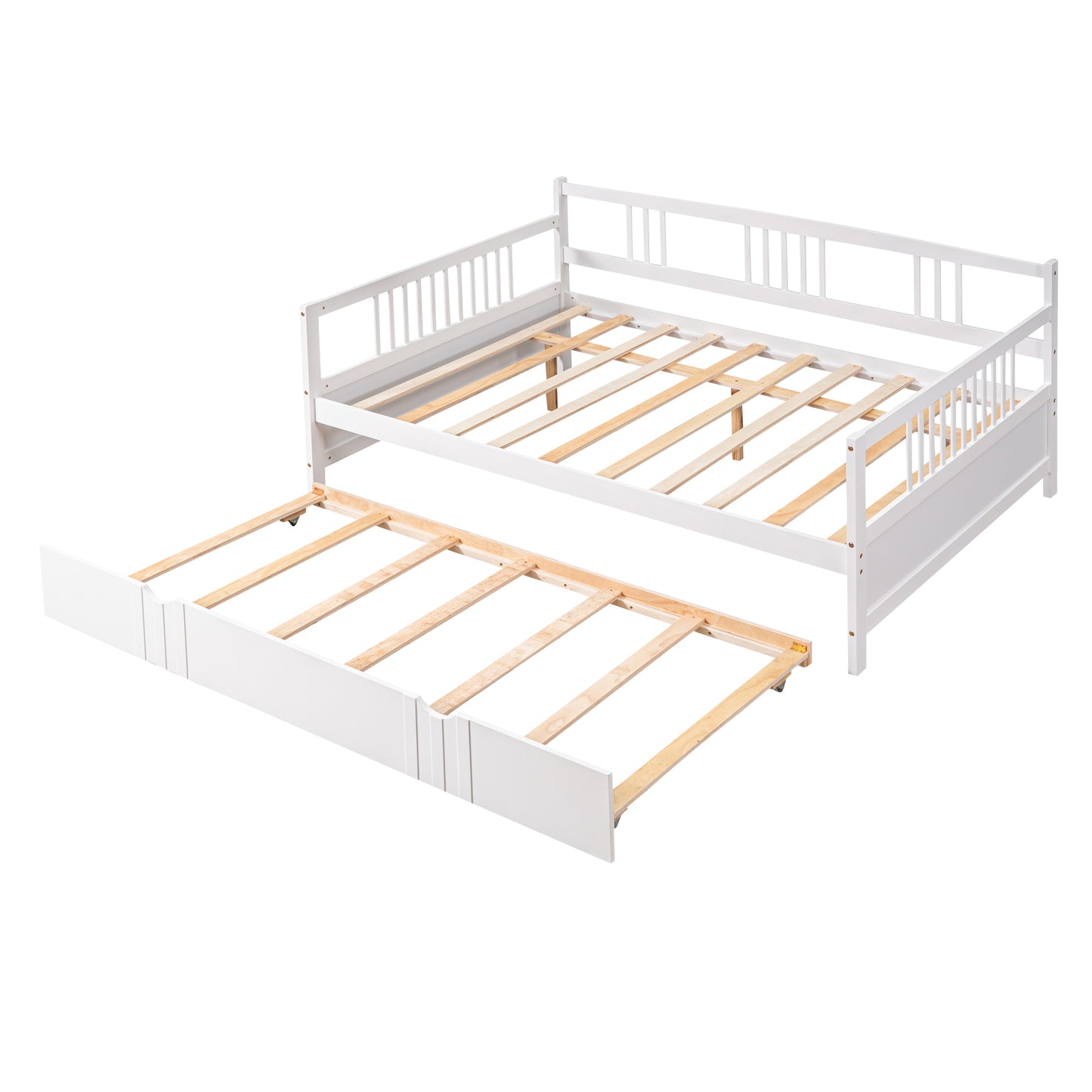 White wooden daybed with pullout trundle