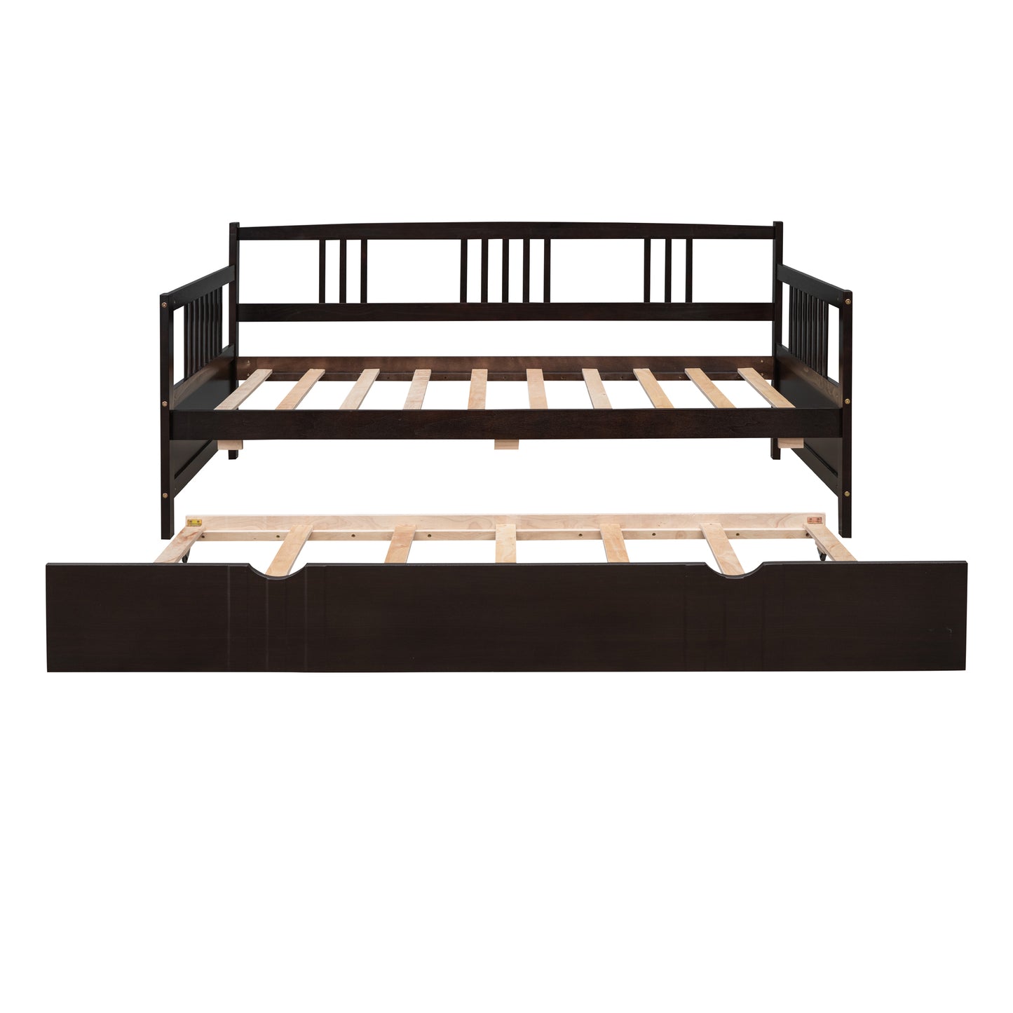 Dark brown wooden daybed with pullout trundle