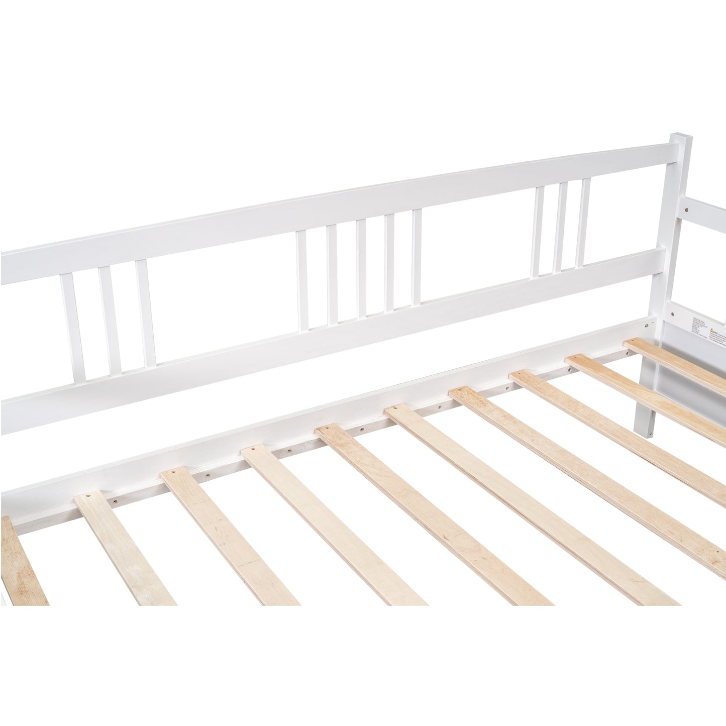 White wooden daybed frame with slatted base perfect for a guest room