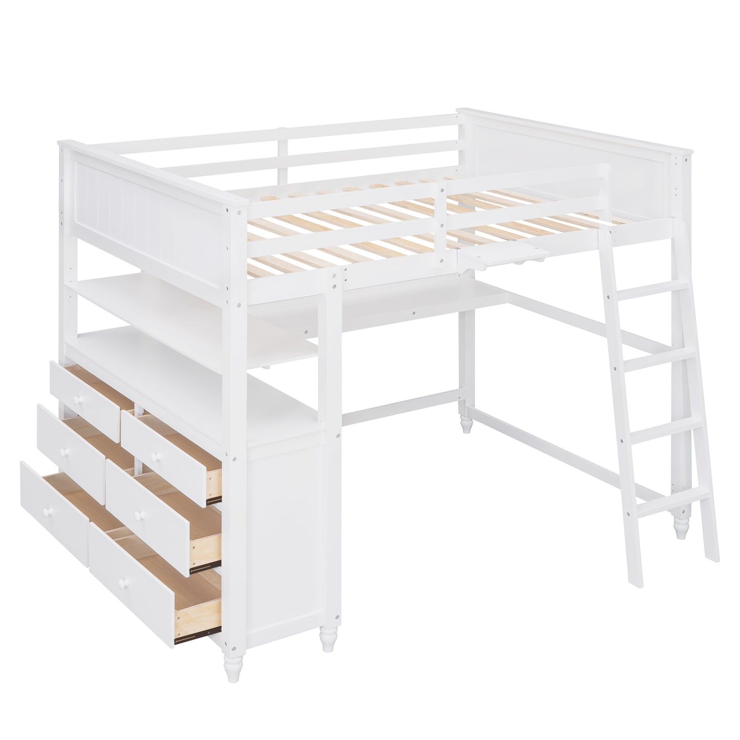 White loft bed with drawers desk and ladder perfect for kids bedrooms