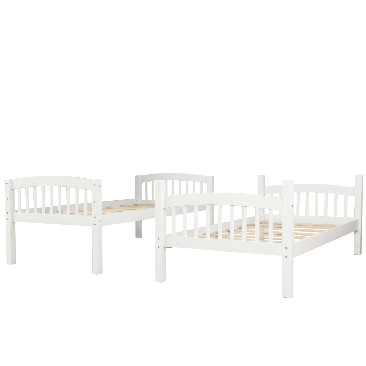 White twin size wooden bed frame with slatted base ideal for kids rooms