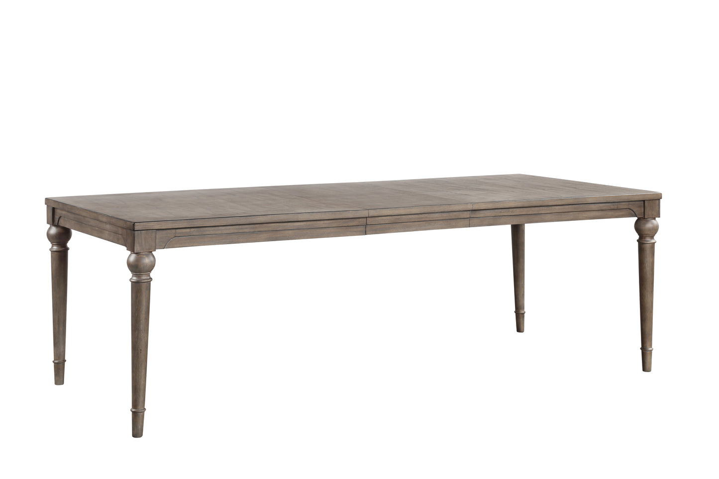 Rustic grey wood dining table with carved legs