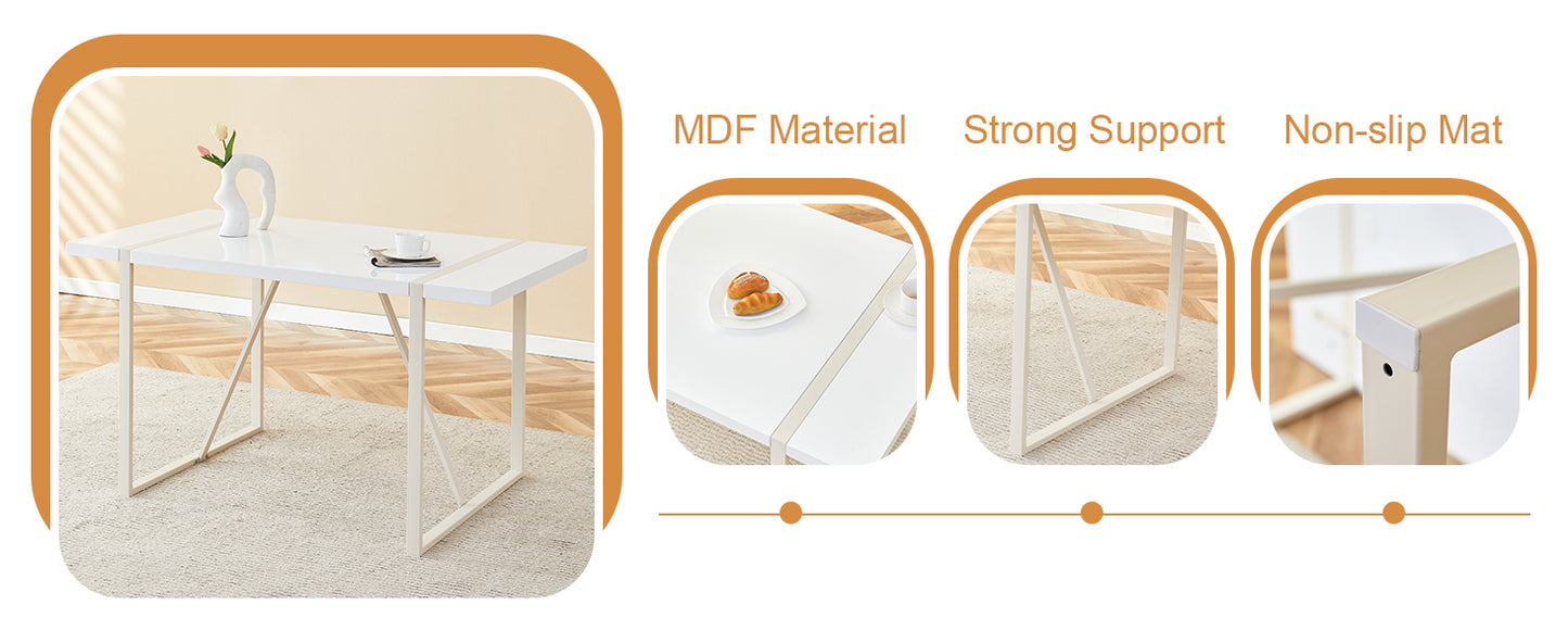 Modern white MDF coffee table with sturdy cream metal legs