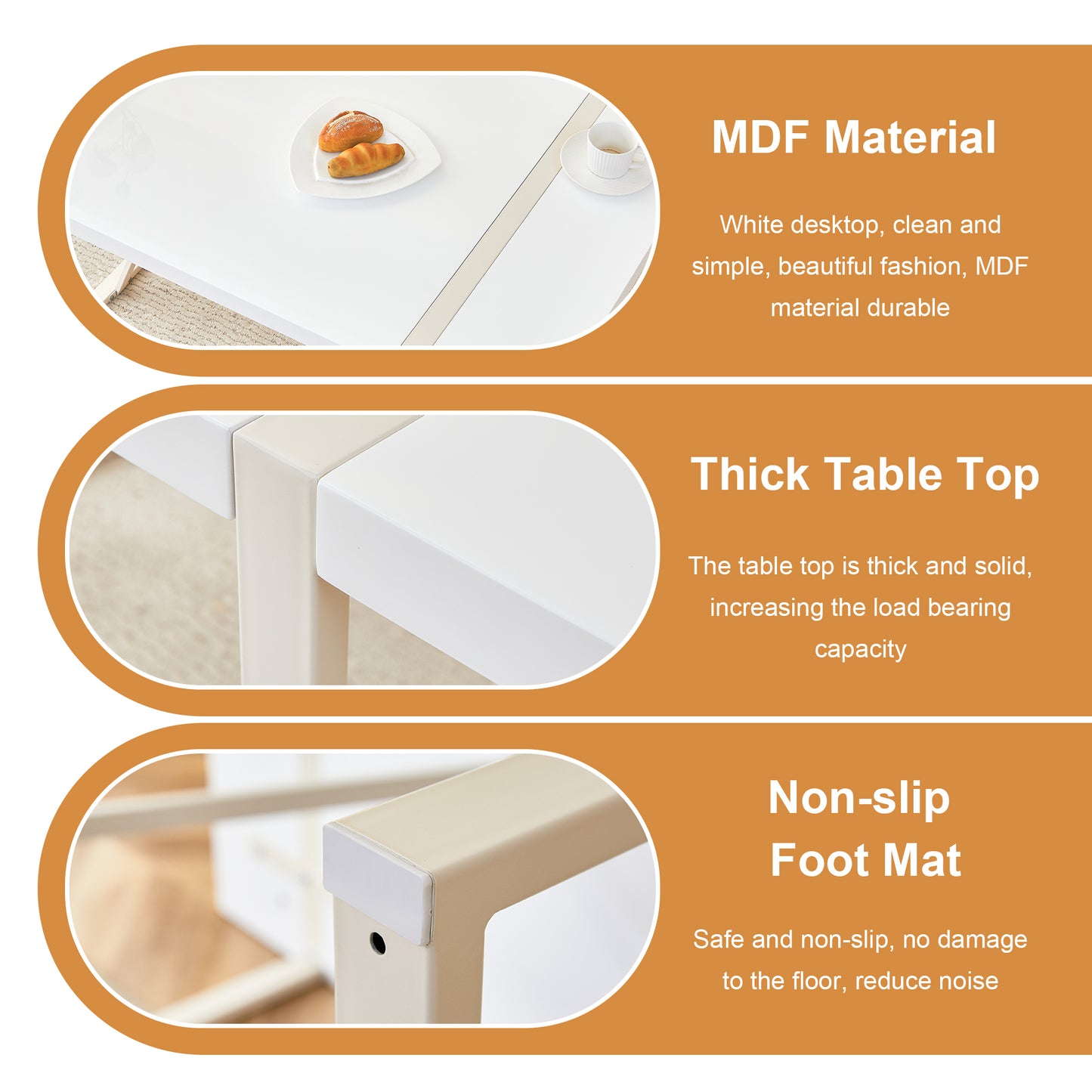 White MDF tabletop with bread and coffee cup