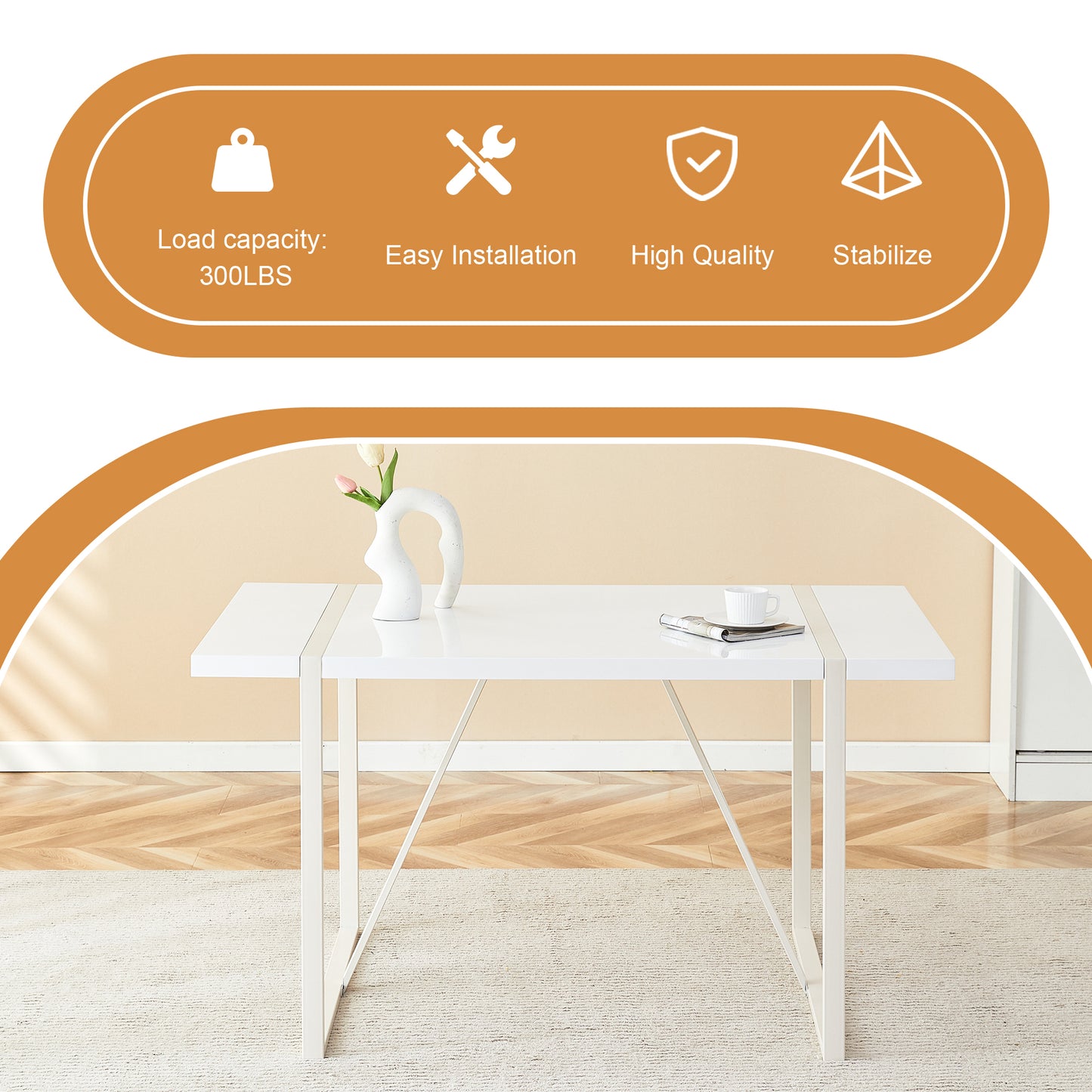 White modern dining table with sleek design