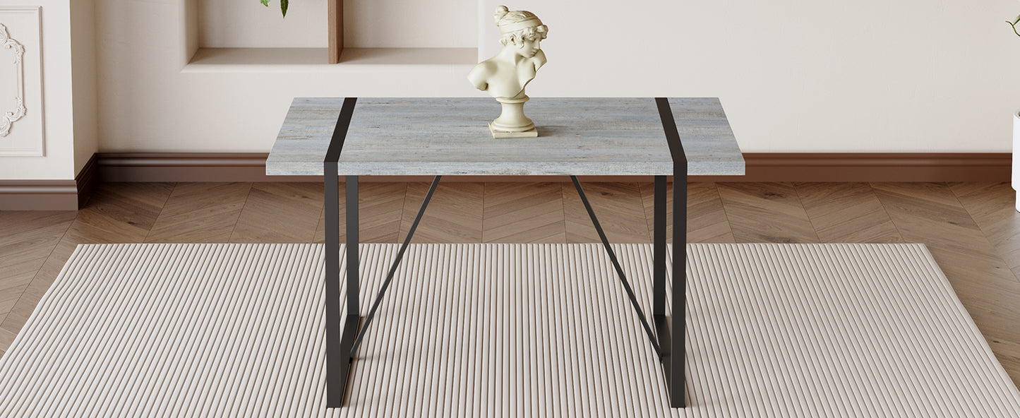 Rustic wood grain desk with black metal legs