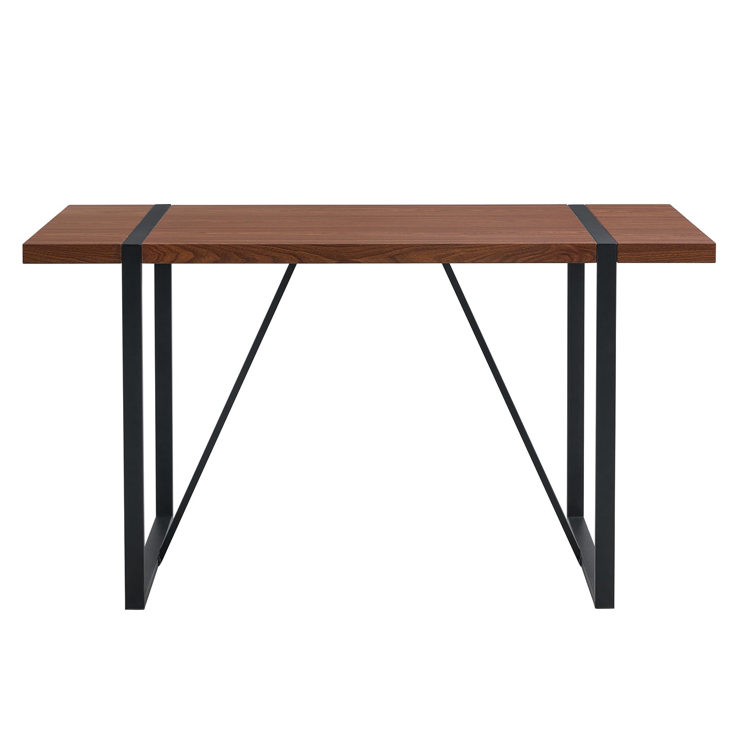 Walnut wood desk with black metal legs