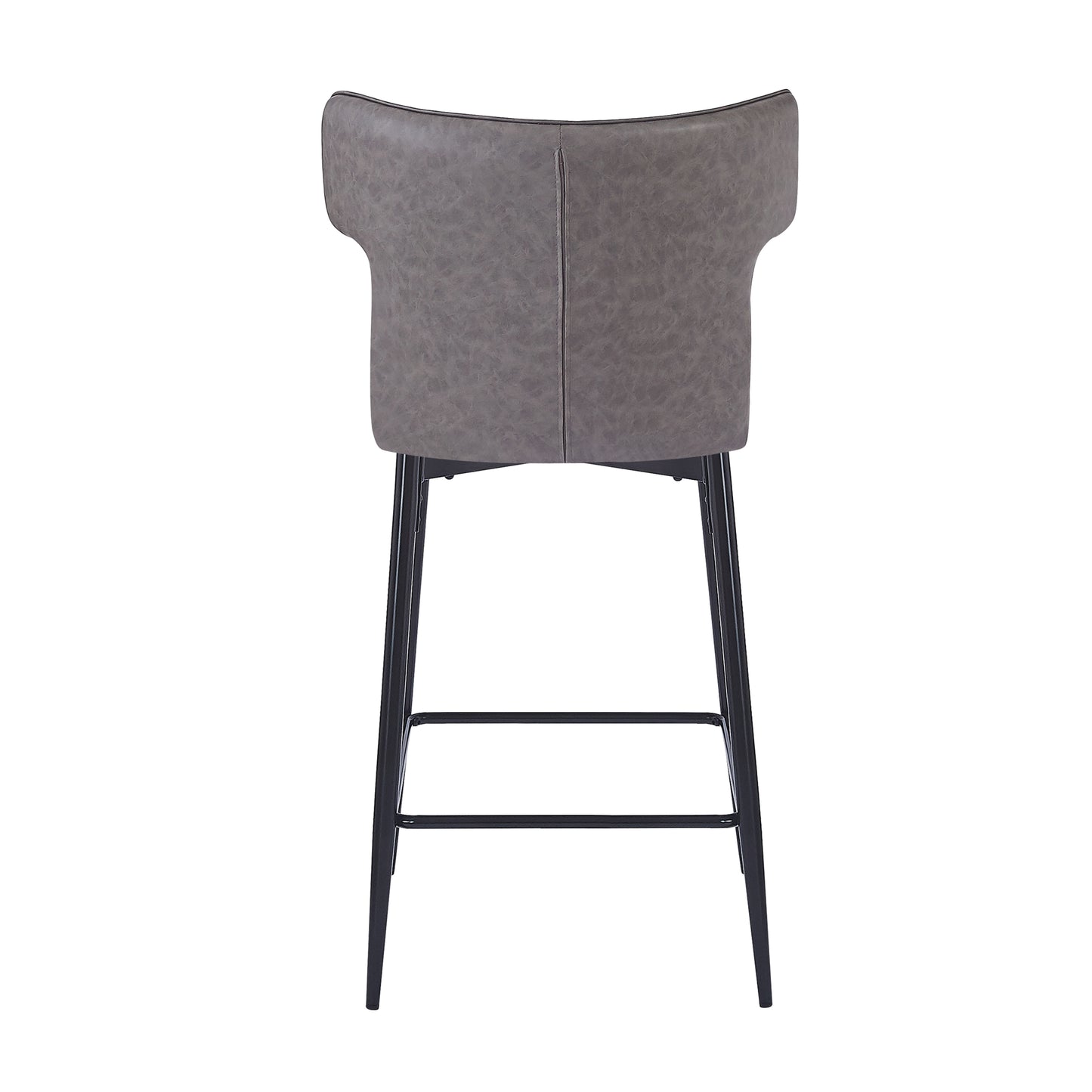 Grey faux leather bar stool with black metal legs