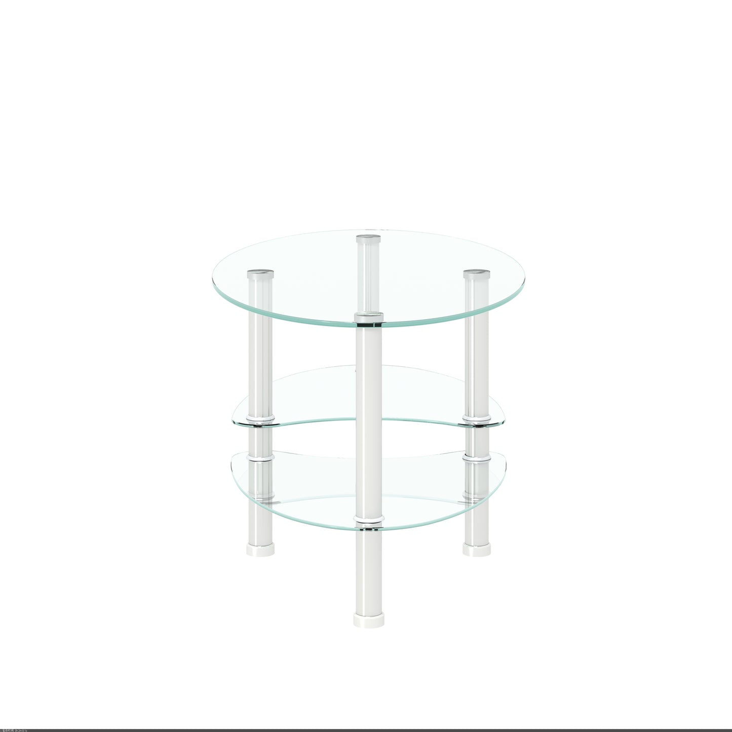 Modern twotier glass end table with polished chrome accents for living room