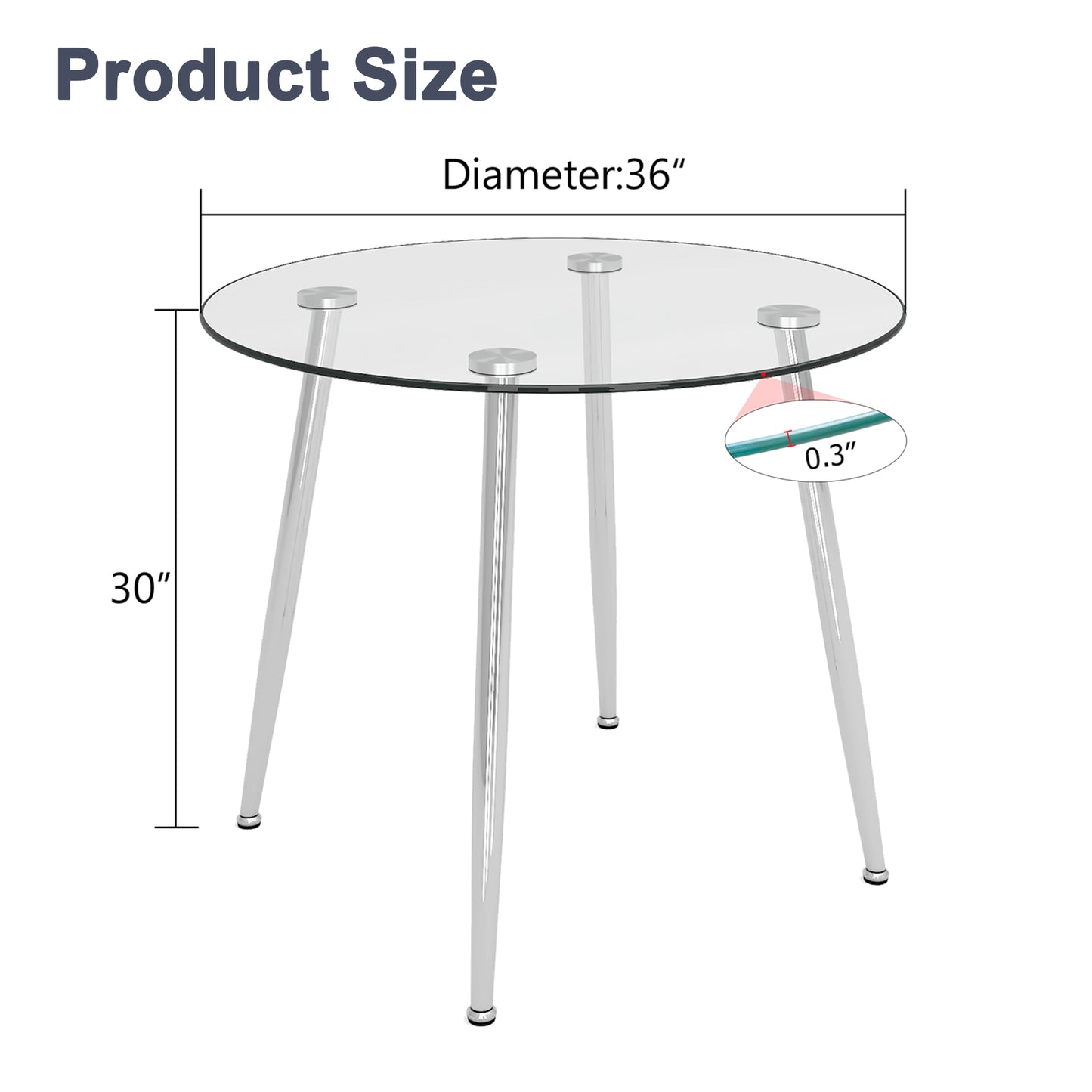 Round glass dining table with chrome legs inch diameter inch height
