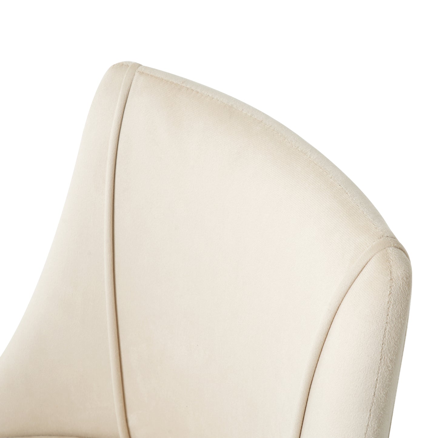 Cream velvet dining chair backrest with subtle channel stitching