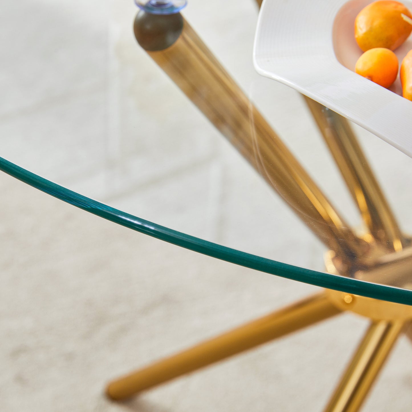 Gold metal leg modern coffee table with glass top