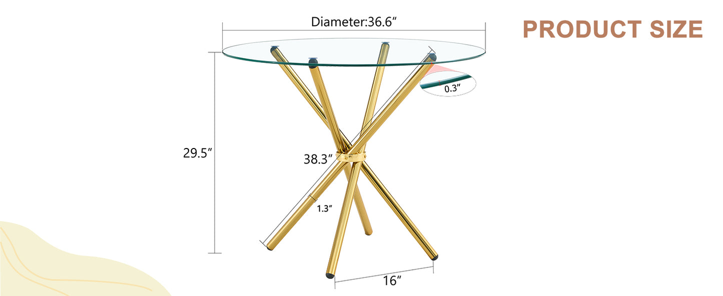 Round glass top table with gold starburst base