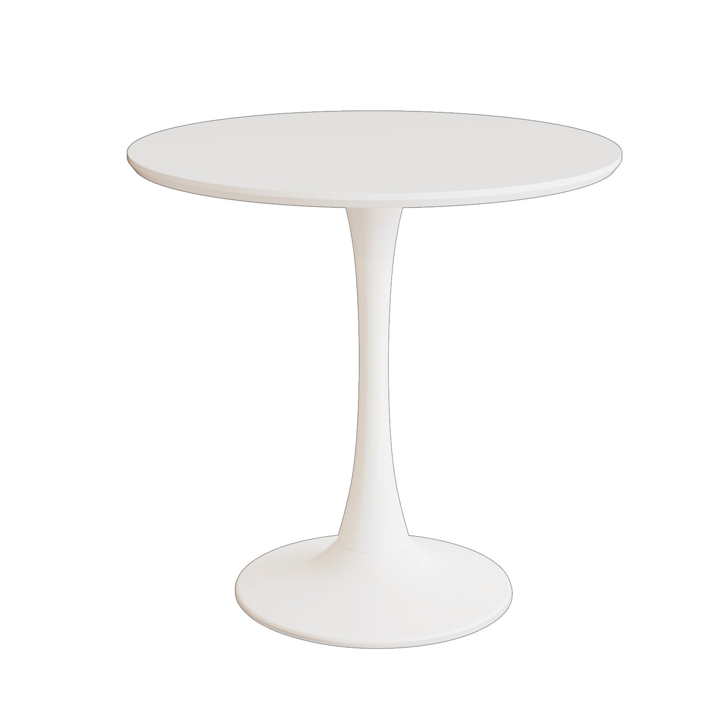 White round tulip coffee table with a pedestal base