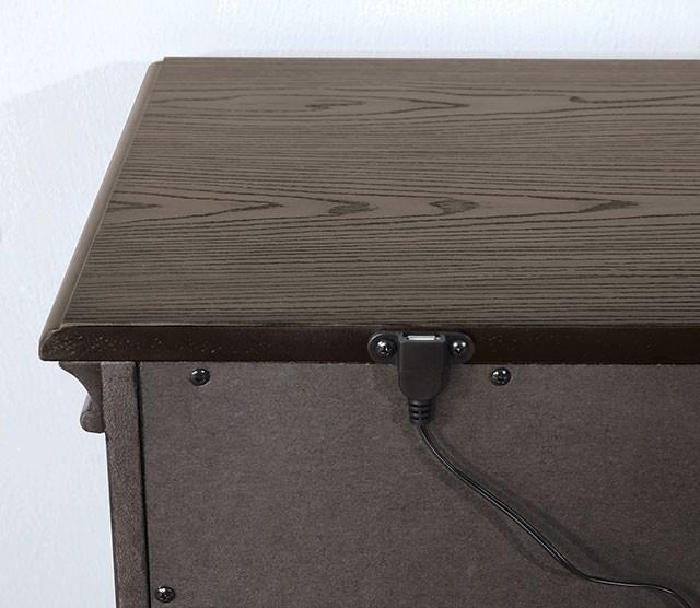 Gray Traditional Nightstand with USB Charger and 3 Drawers