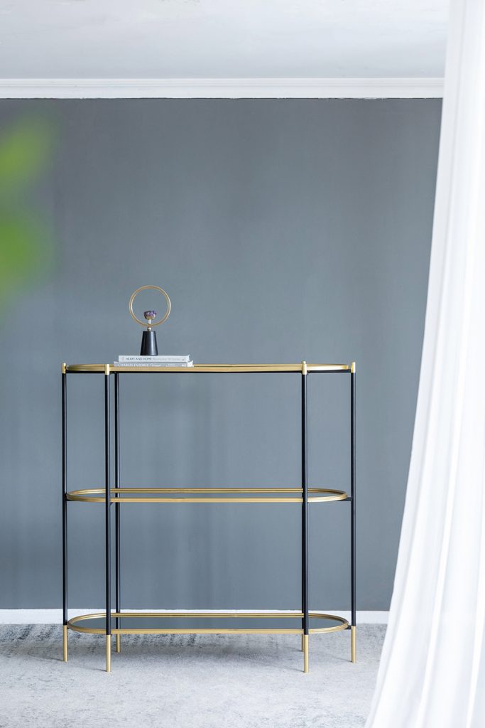 Stylish 3-Tier Metal Console Table with Open Shelving