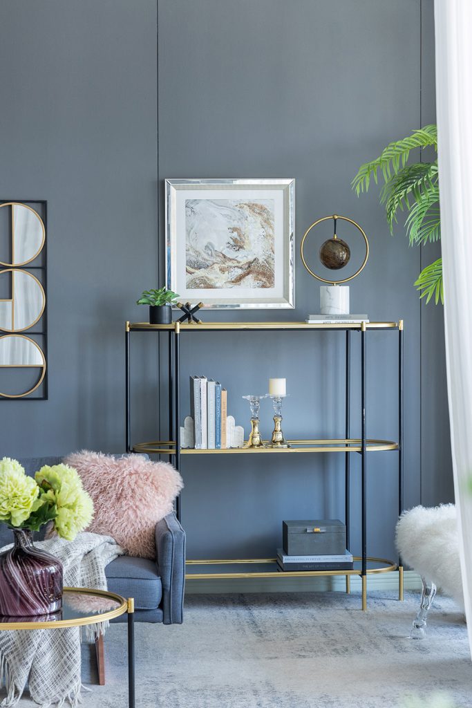 Stylish 3-Tier Metal Console Table with Open Shelving