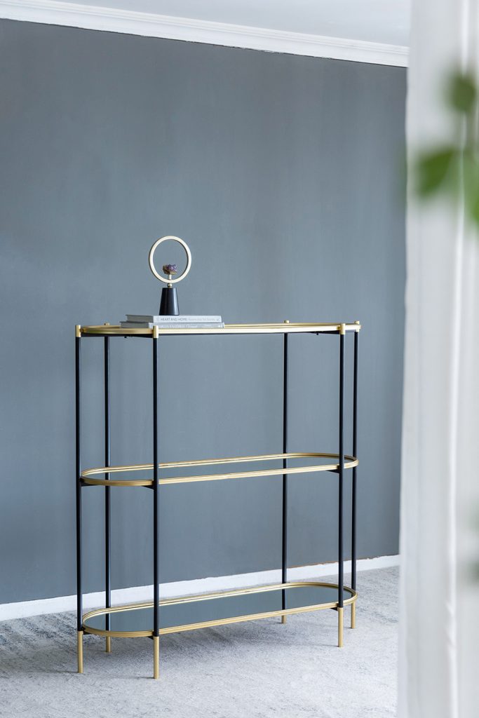 Stylish 3-Tier Metal Console Table with Open Shelving