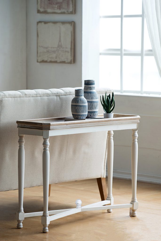 Optimize Small Spaces with a Narrow Console Table - Antique White Finish
