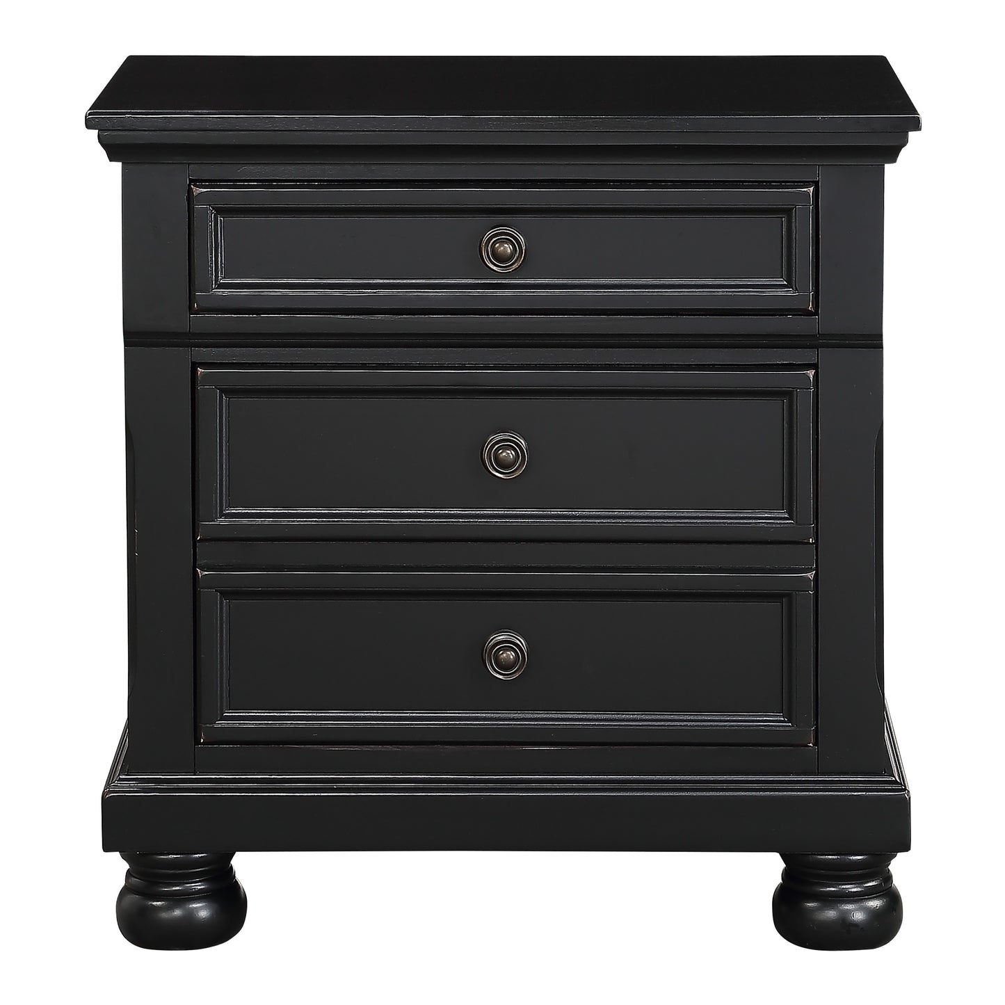 Stylish Black Nightstand with 2 Drawers for Bedroom Storage