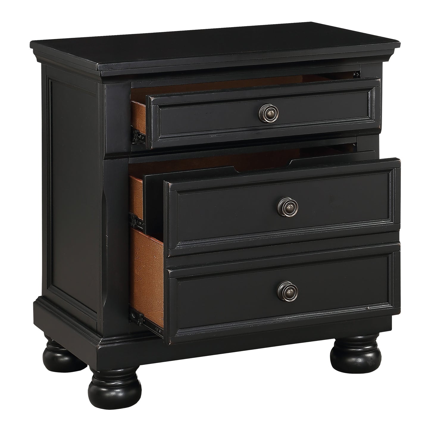 Stylish Black Nightstand with 2 Drawers for Bedroom Storage