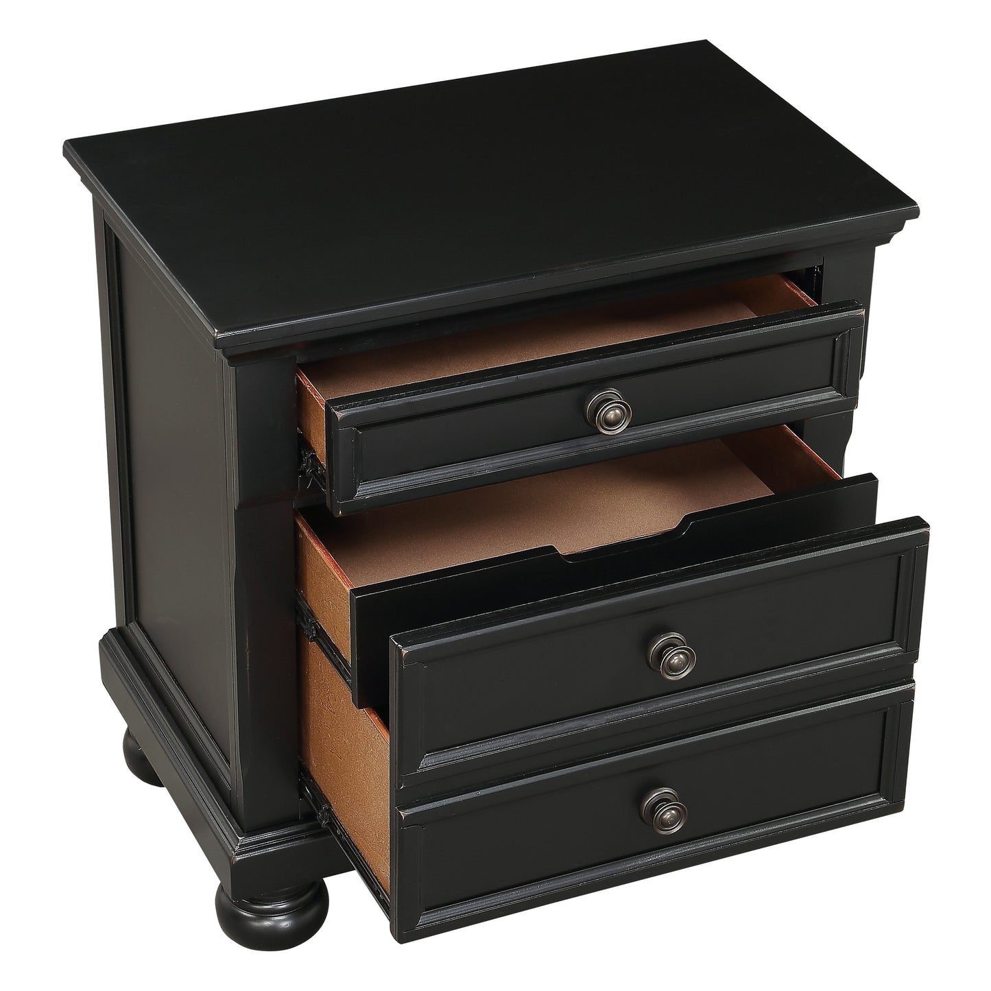 Stylish Black Nightstand with 2 Drawers for Bedroom Storage