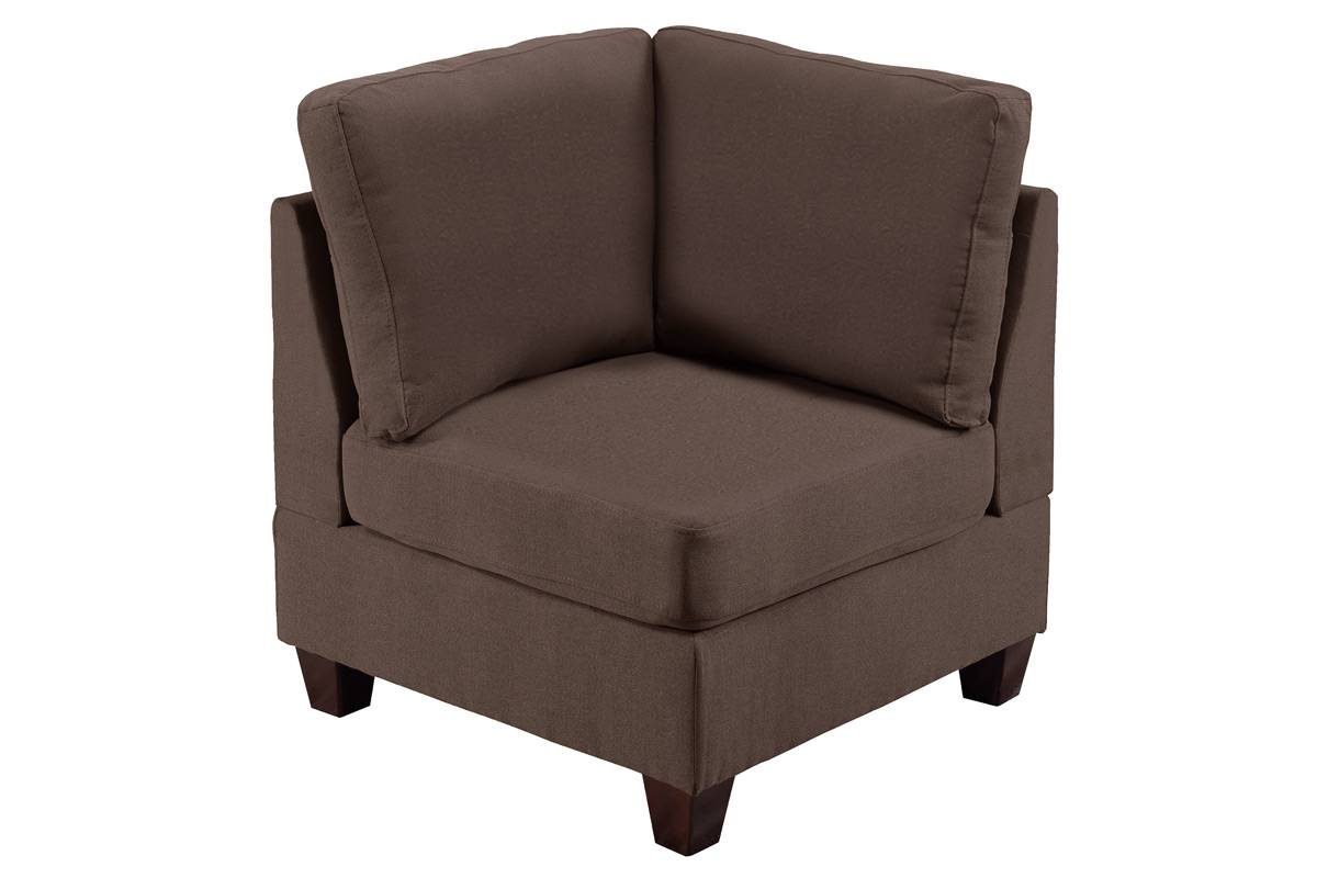 TREATLIFE HOME Corner Wedge Sofa Modern Design, Black Coffee Linen-Like Fabric, with Wooden Legs for Living Room