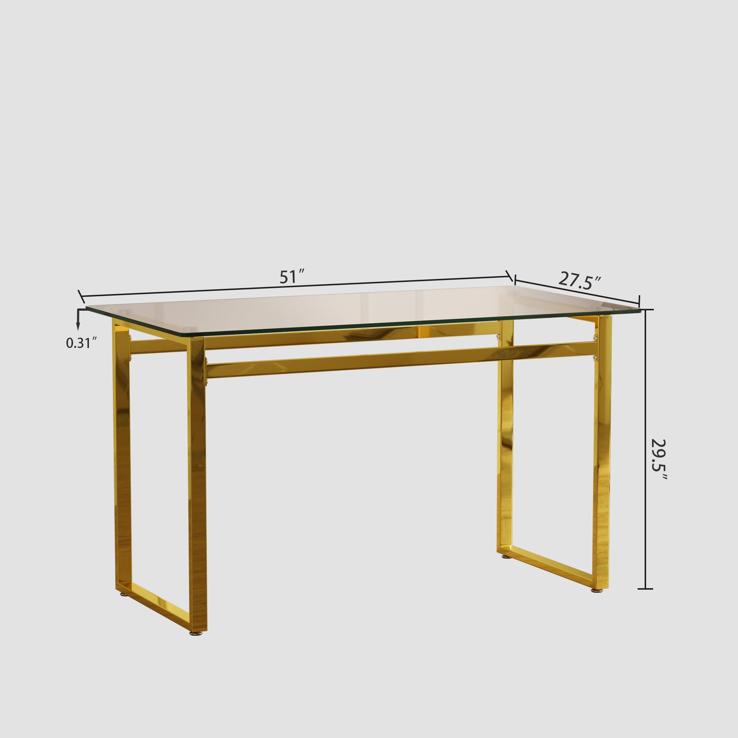Sleek gold metal frame console table with clear glass top ideal for entryways