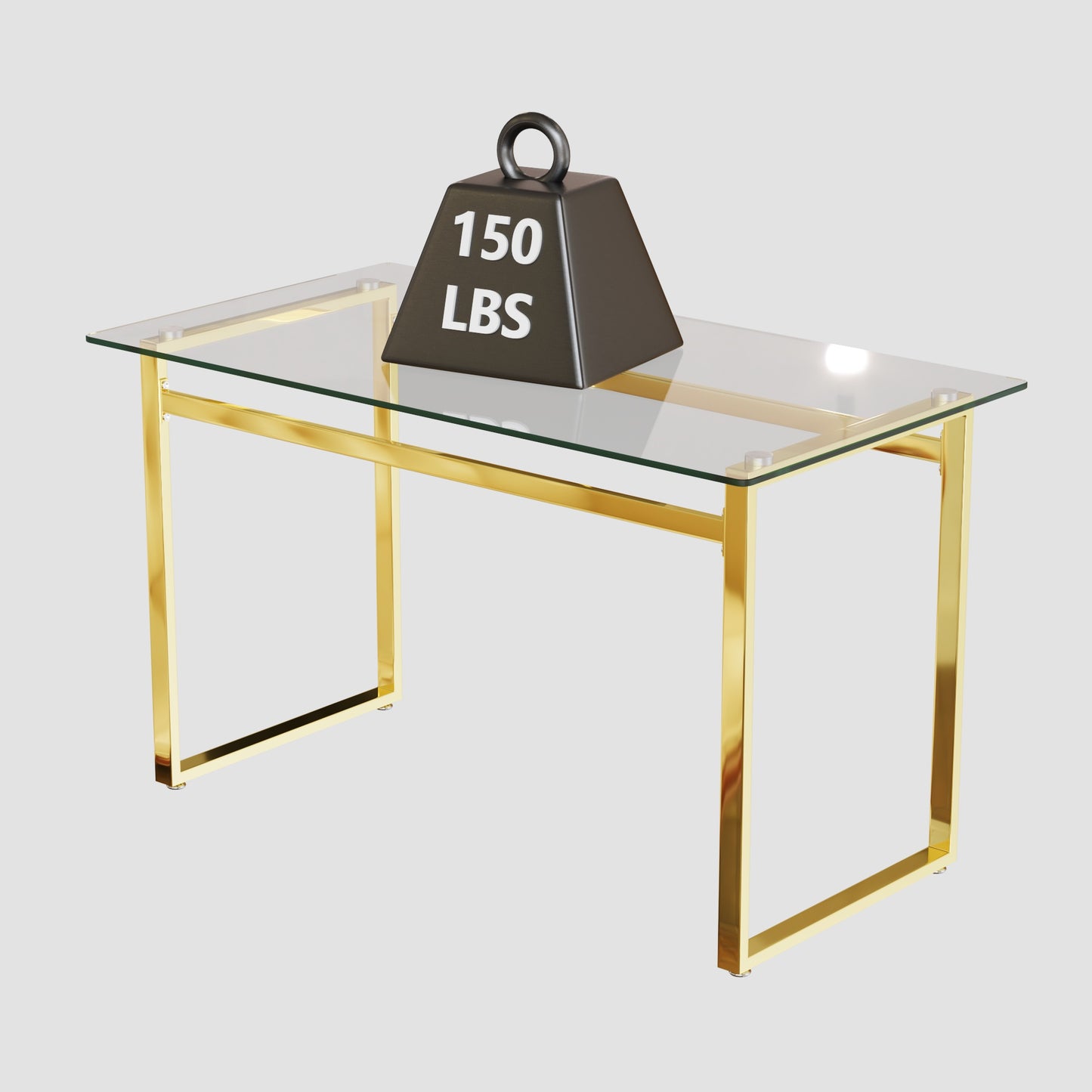 Elegant goldframe glass console table with weight capacity demonstration