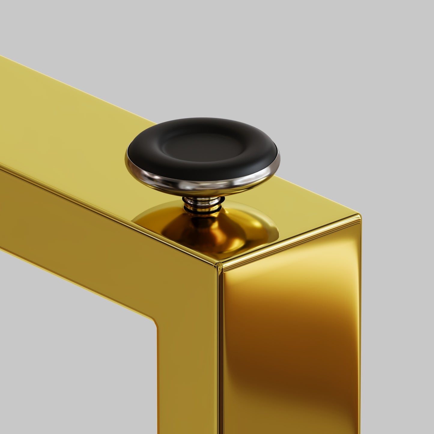 Gold metal furniture leg with black adjustable foot