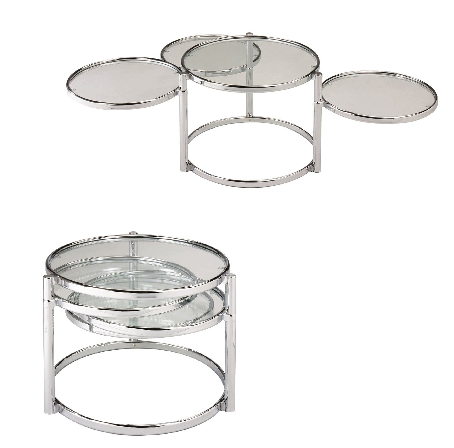 Space-Saving Modern Nesting Coffee Table with Glass Top