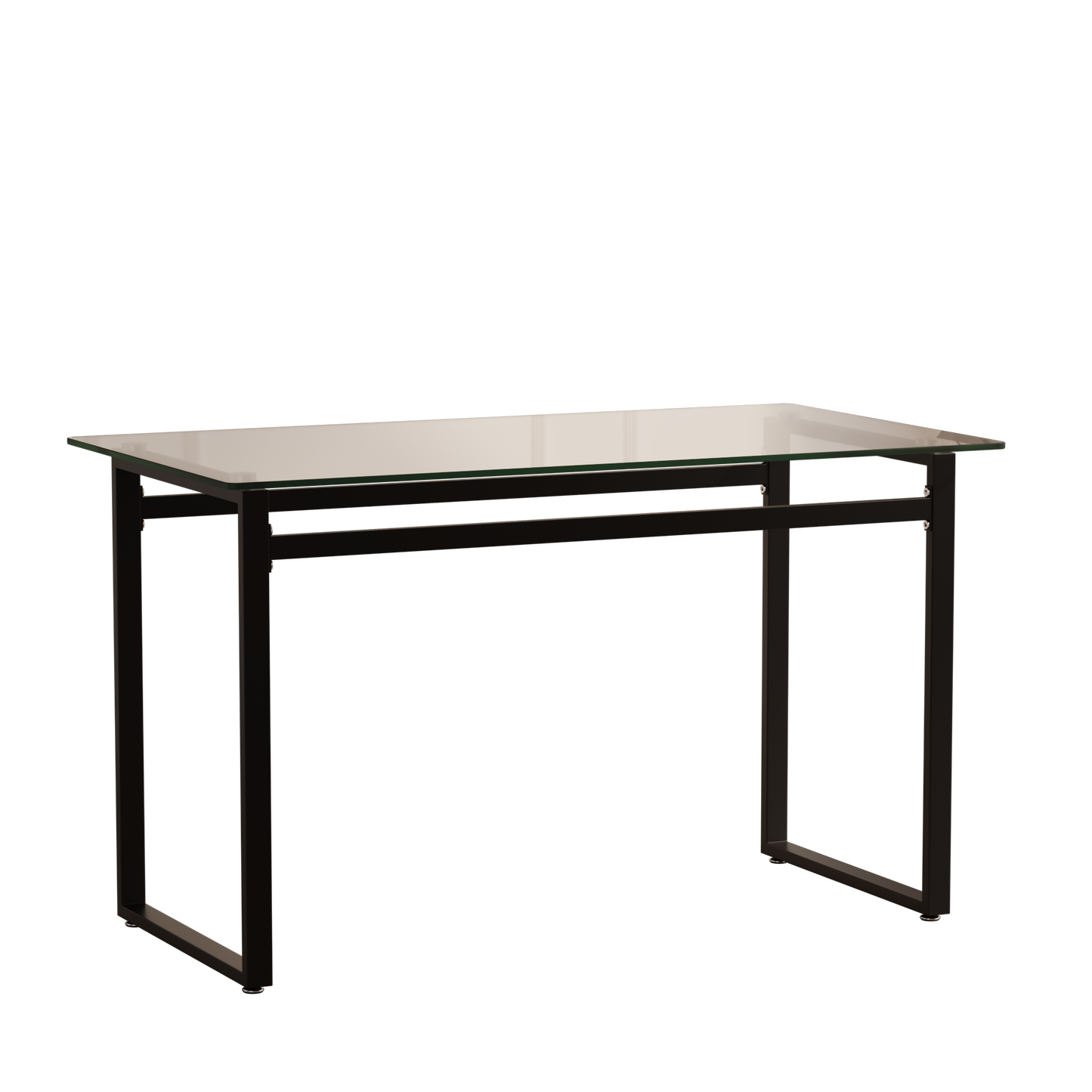 Minimalist glass top desk with black metal frame