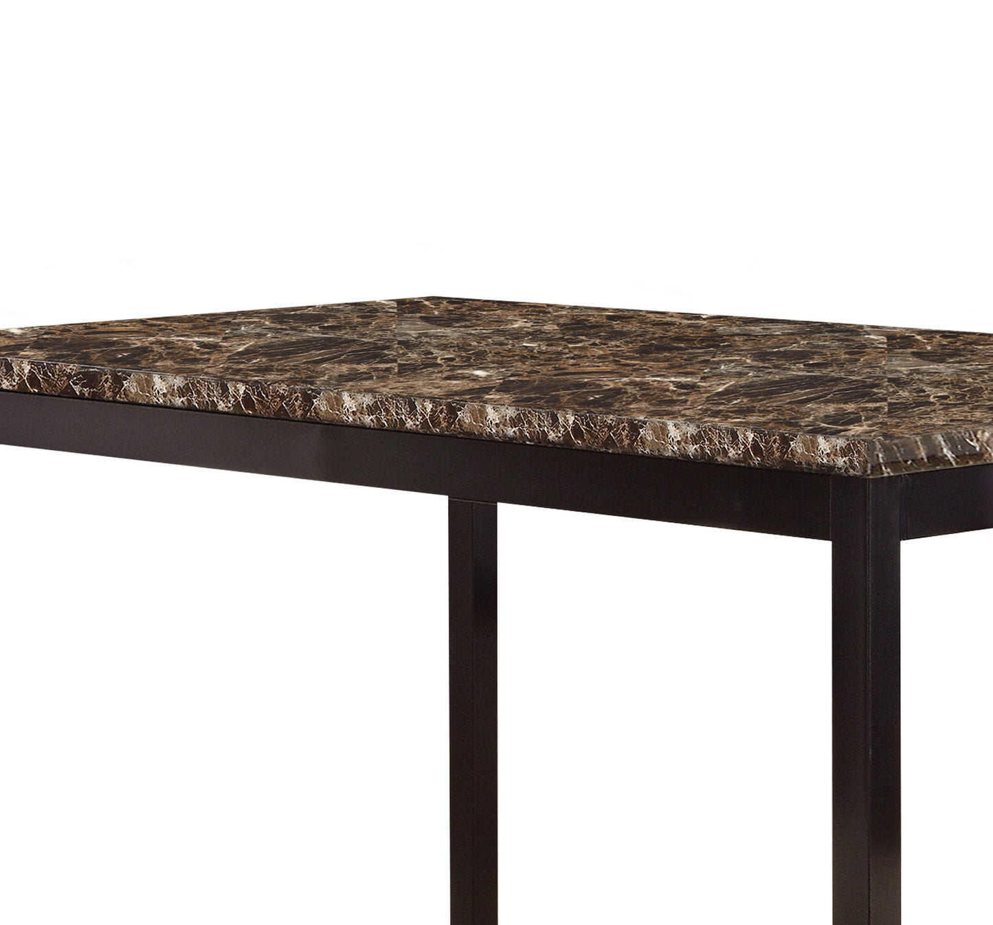 Compact Dining Table with Faux Marble Top and Black Frame