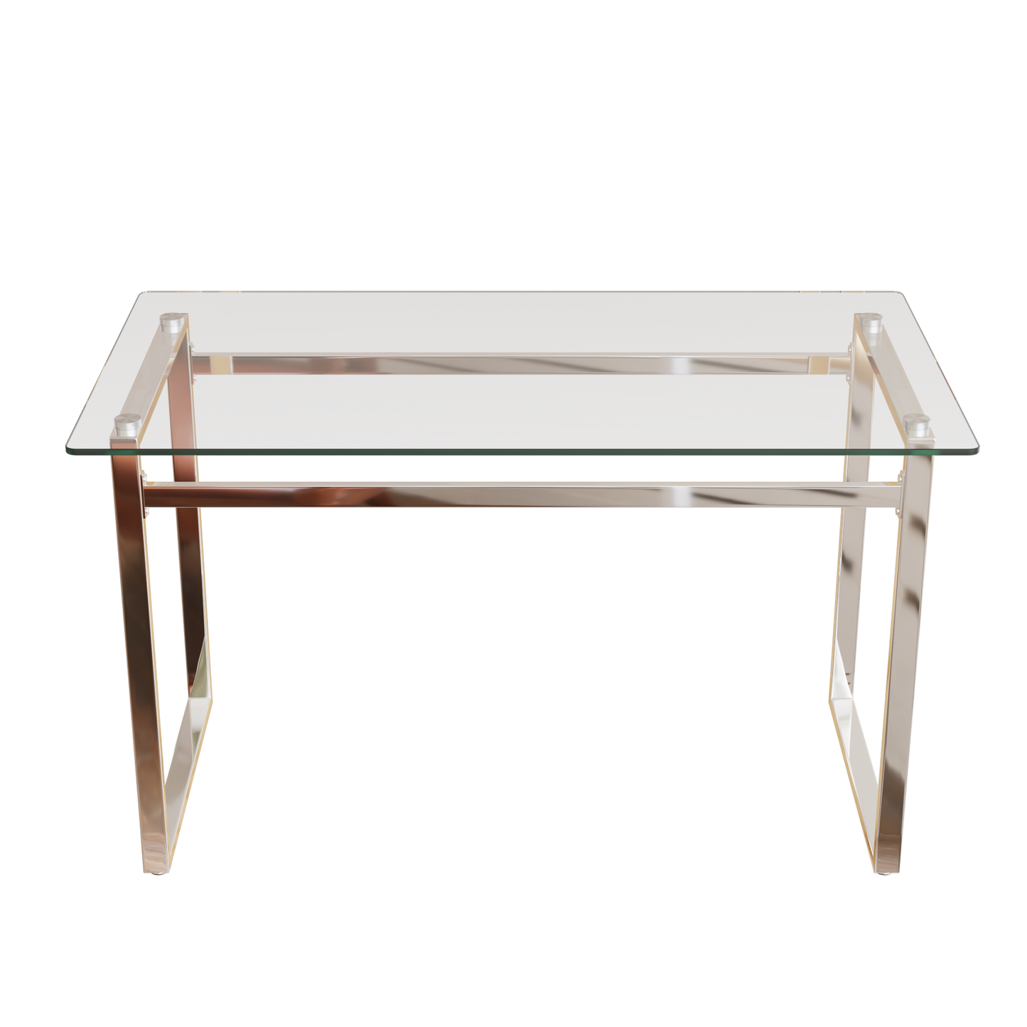 Rectangular glass coffee table with polished chrome frame
