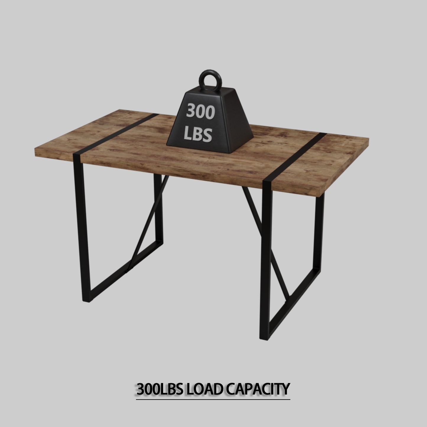 Rustic wood dining table with black metal frame
