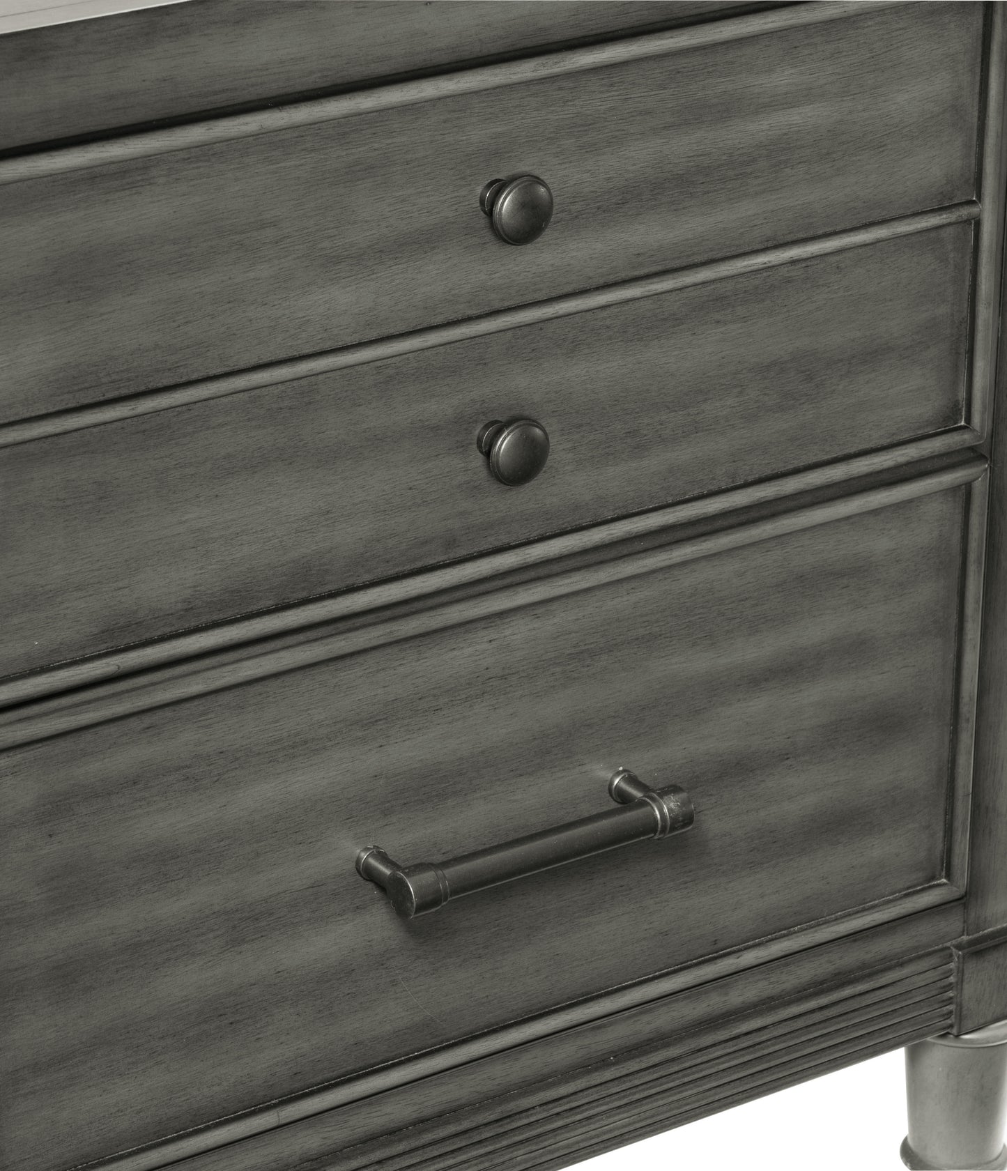 Versatile Nightstand with Drawers in Gray Finish