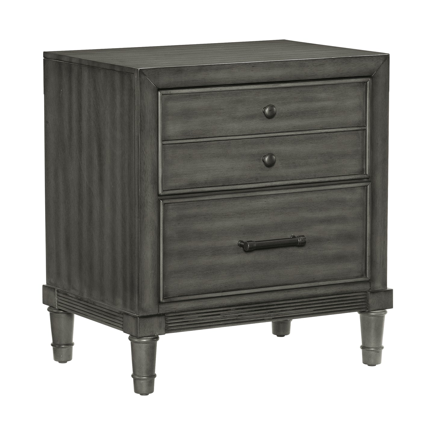 Versatile Nightstand with Drawers in Gray Finish