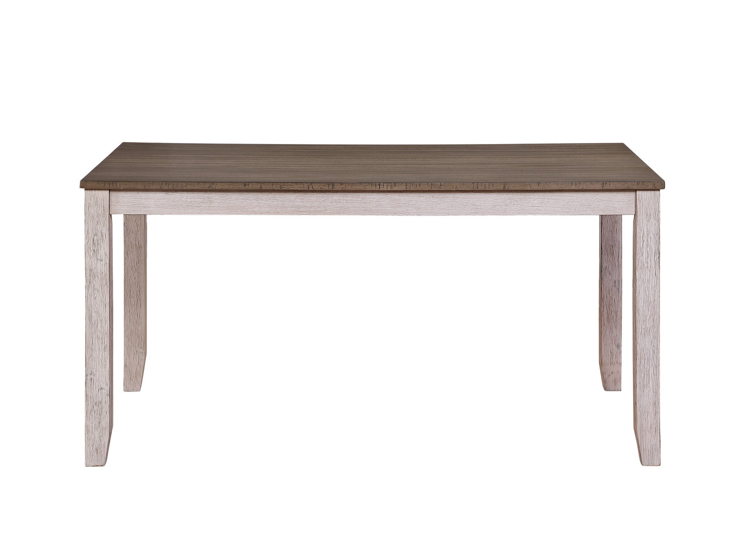 Transitional Design Dining Table with Grayish White and Brown Finish