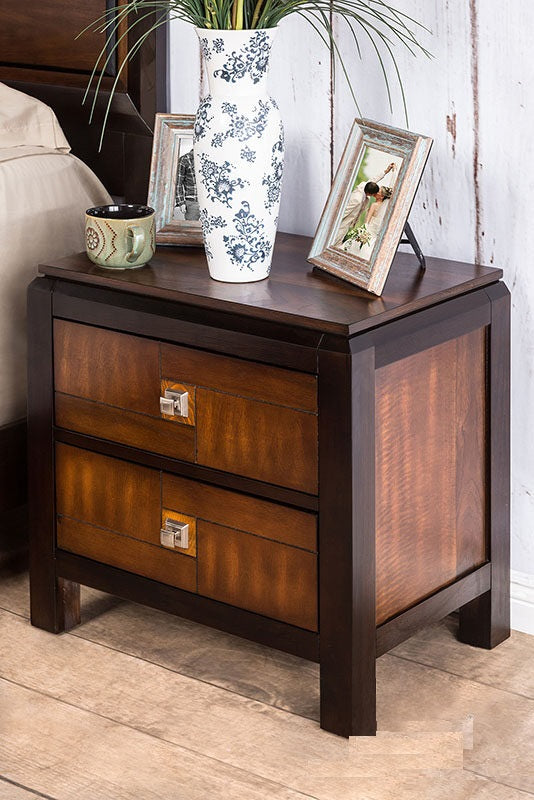 Multitone Nightstand with 2 Drawers and Square Knobs