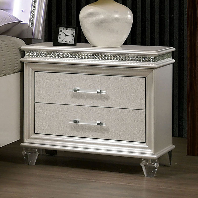 Enhance Bedroom Storage with Classic Pearl White Nightstand - 2 Drawers