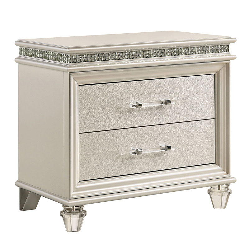 Enhance Bedroom Storage with Classic Pearl White Nightstand - 2 Drawers
