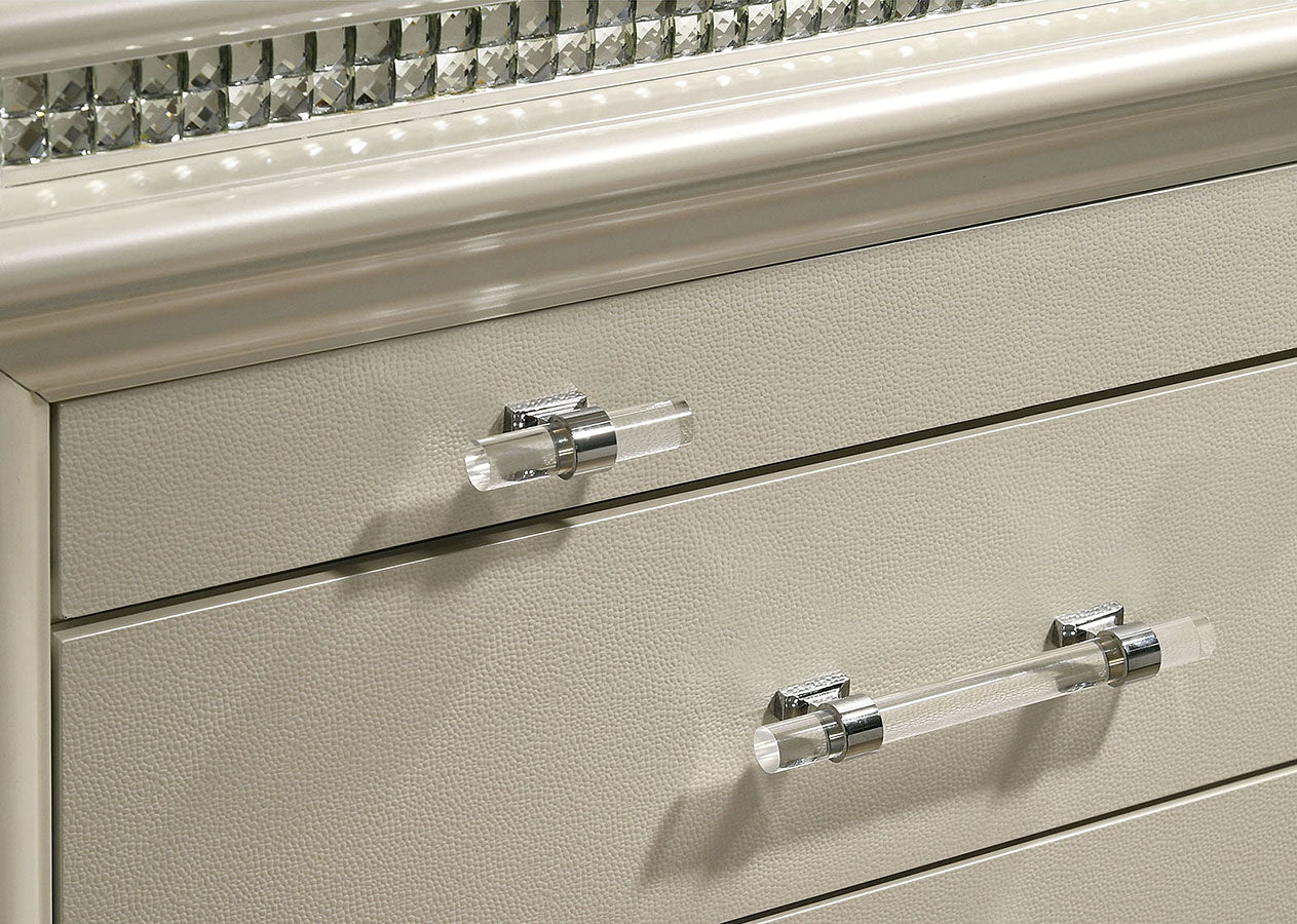 Enhance Bedroom Storage with Classic Pearl White Nightstand - 2 Drawers