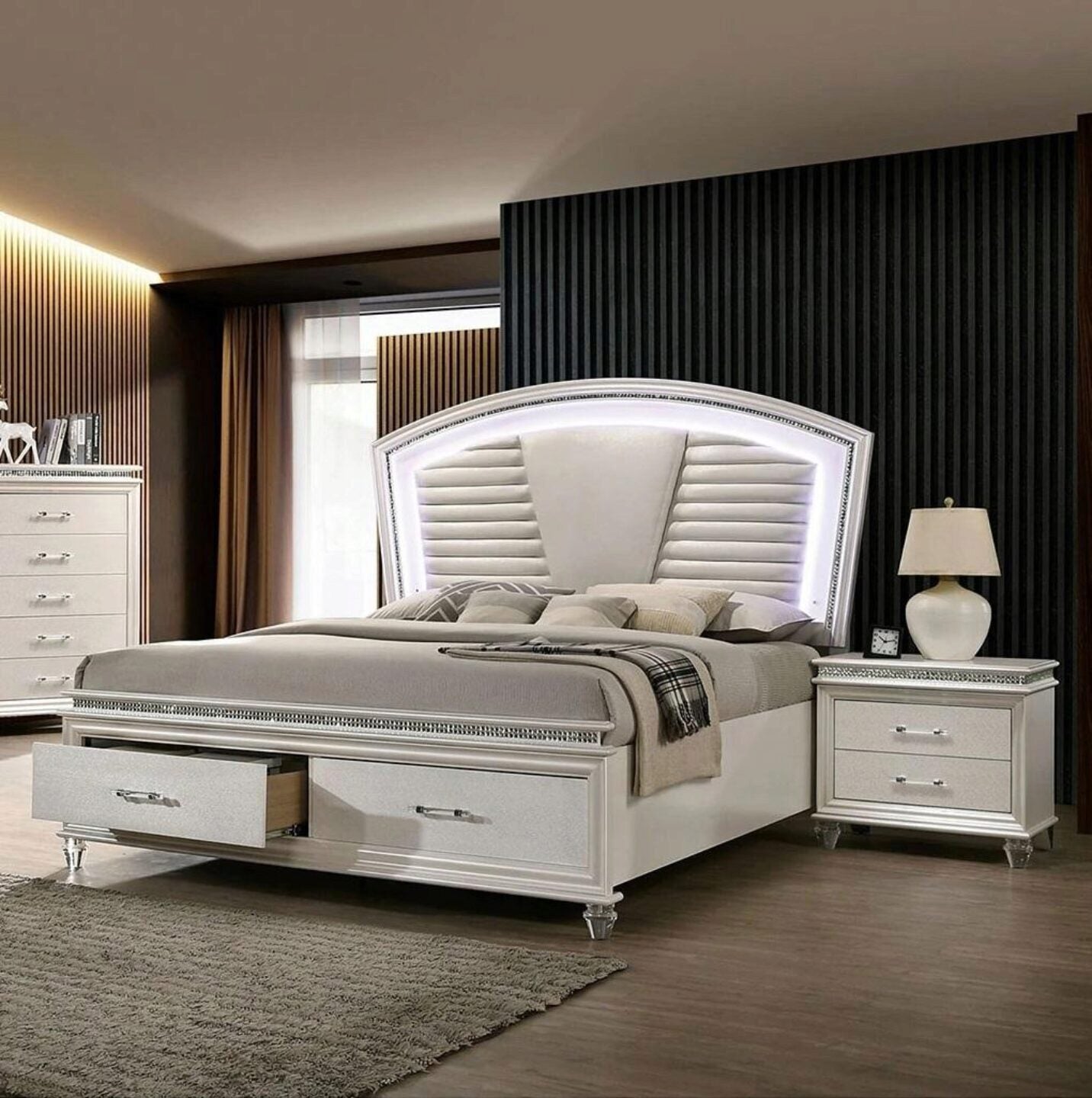 Enhance Bedroom Storage with Classic Pearl White Nightstand - 2 Drawers