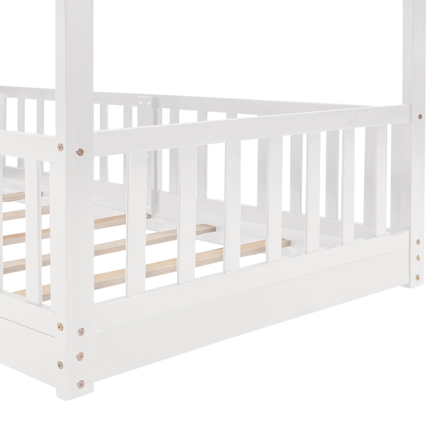 Space-saving Twin Over Twin Bunk Bed with Slide and Ladder in White