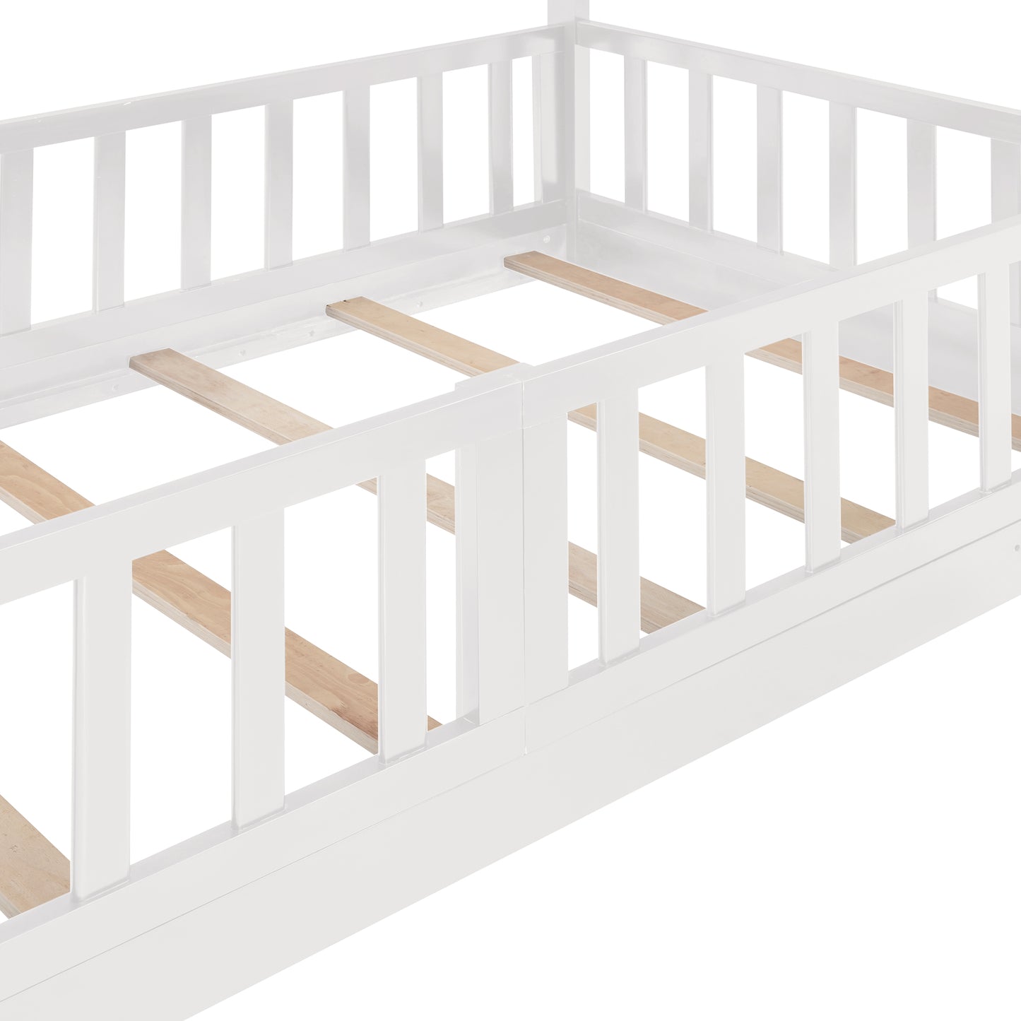 Space-saving Twin Over Twin Bunk Bed with Slide and Ladder in White