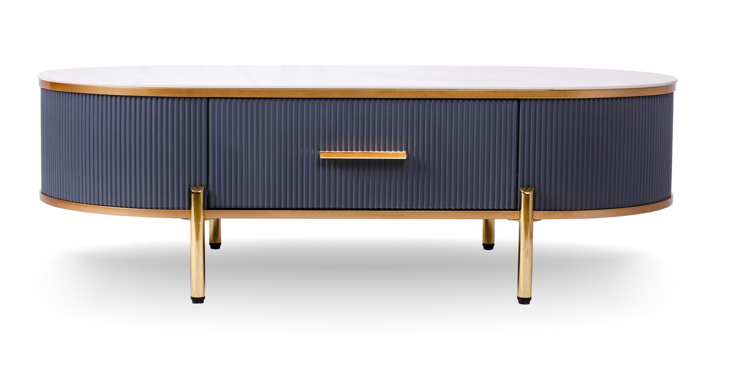 Elegant Modern Coffee Table with Drawer and Sintered Stone Top