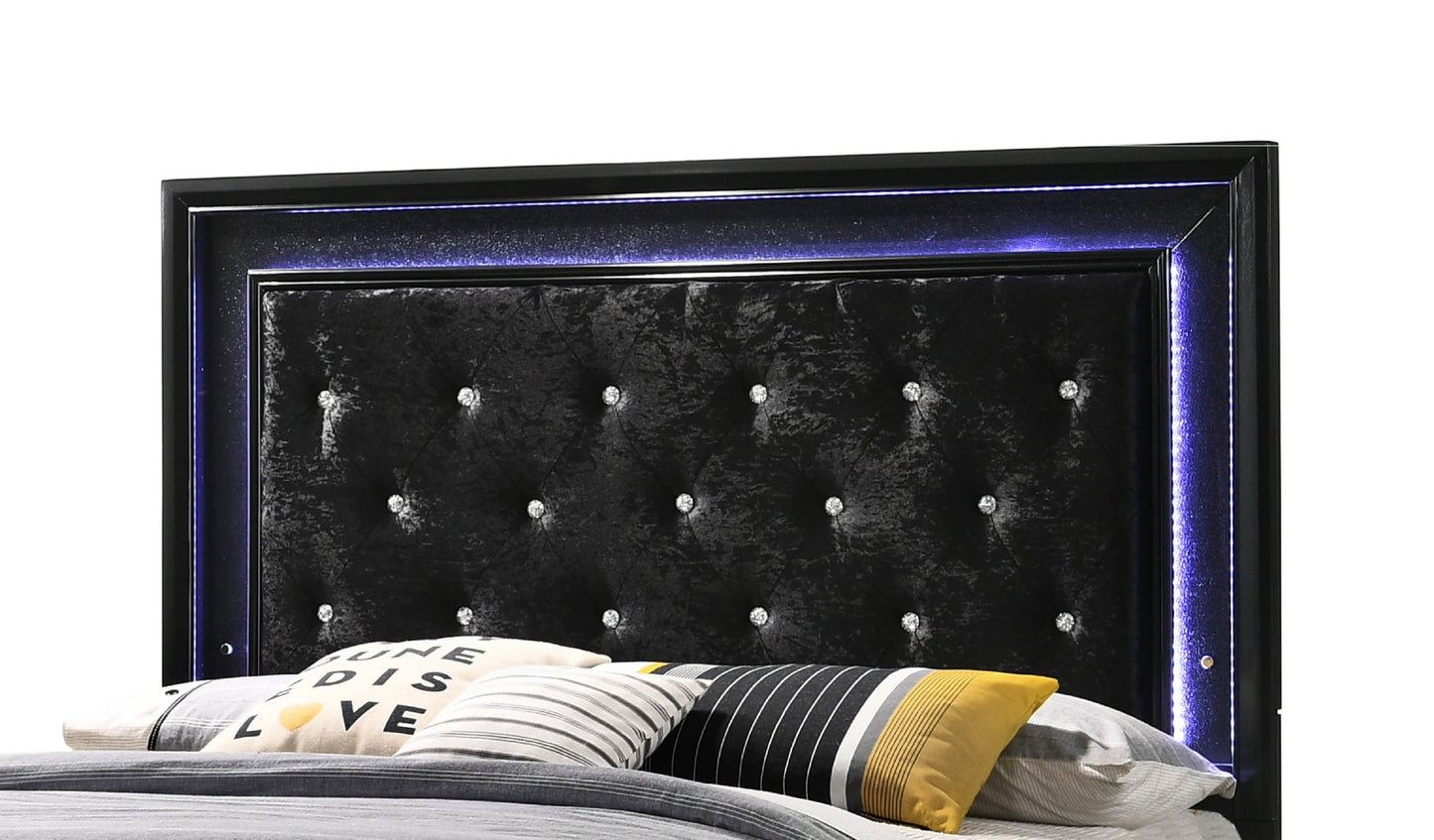 Comfortable Queen Size Upholstered Bed with LED Headboard