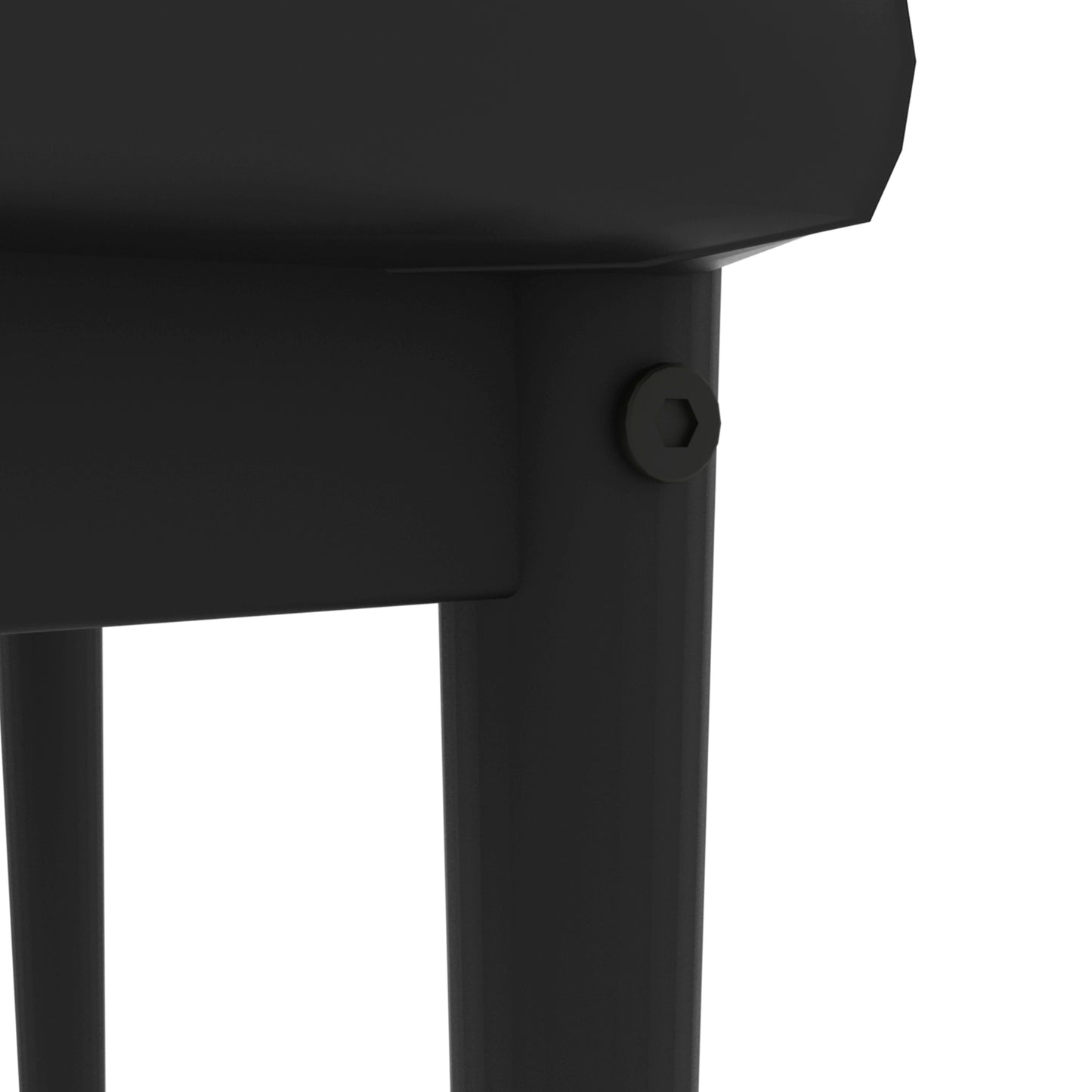 Black metal stool leg with hexagonal bolt detail